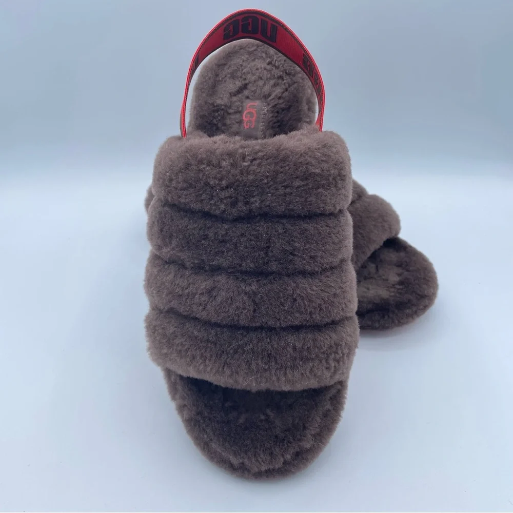 UGG Fluff Yeah Slides 7 Brown/Red - Picture 14 of 16